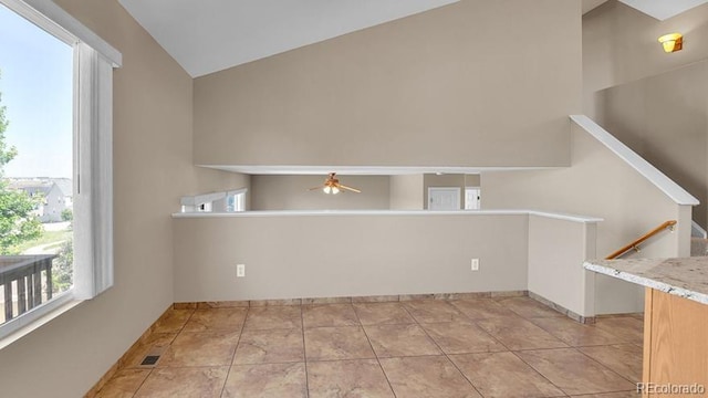 5483 Ben Park Cir, Parker, CO 80134 - unfurnished dining area featuring lofted ceiling and ceiling fan
