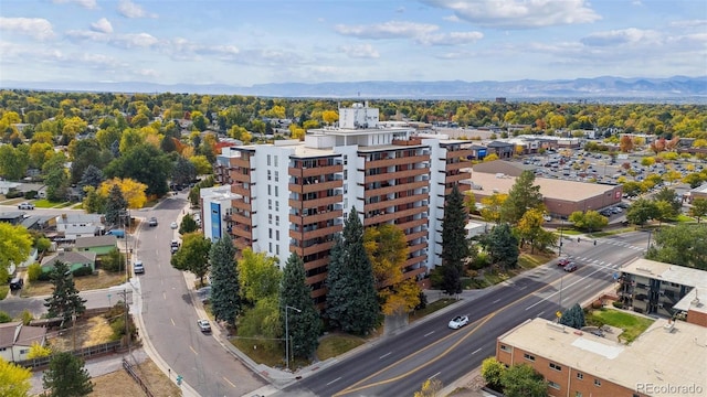 bird's eye view with a mountain view