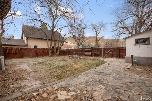 view of yard featuring a fenced backyard and a patio