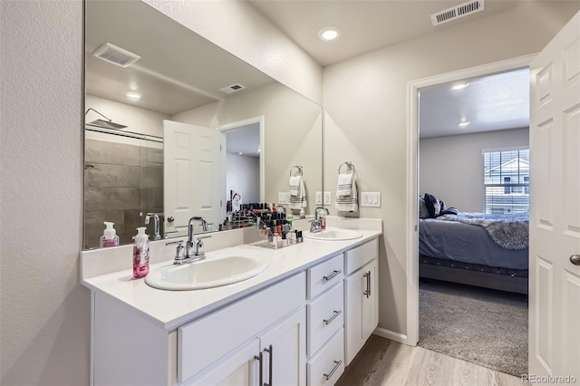 745 N Tempe St, Aurora, CO 80018 - ensuite bathroom featuring a sink, wood finished floors, and visible vents