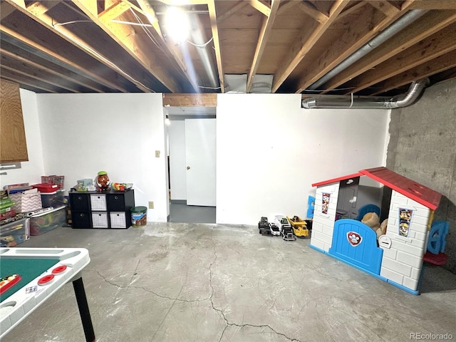 view of unfinished basement