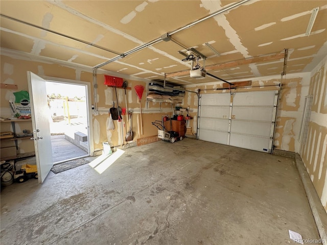 garage with a garage door opener