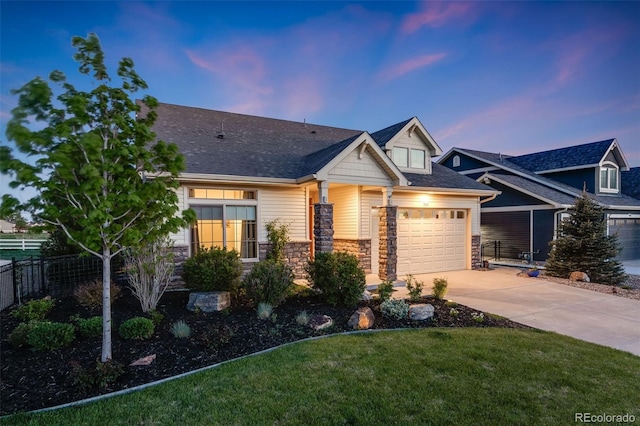 19688 E 52nd Ave, Denver, CO 80249 - craftsman inspired home with stone siding, concrete driveway, and a garage