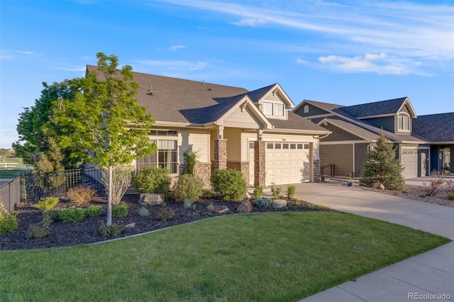 19688 E 52nd Ave, Denver, CO 80249 - craftsman-style home featuring stone siding, driveway, and an attached garage