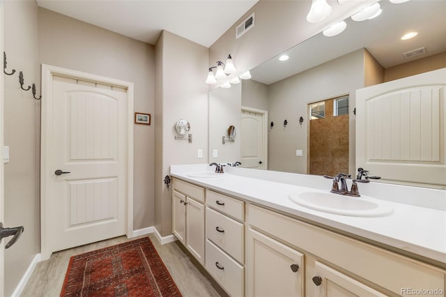 19688 E 52nd Ave, Denver, CO 80249 - bathroom with wood finished floors, double vanity, and baseboards