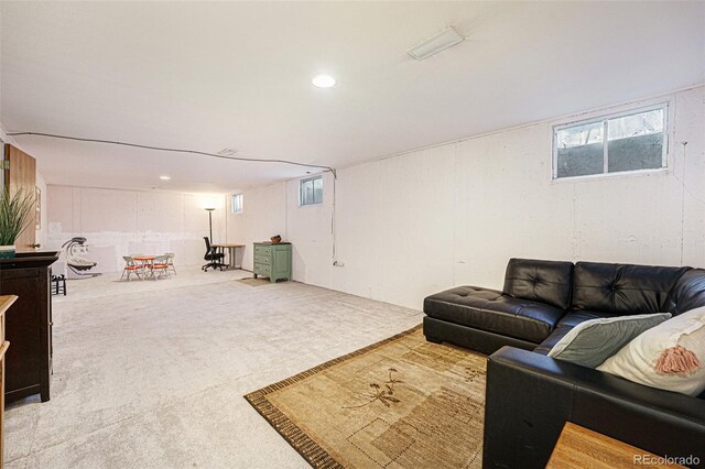 view of carpeted living area