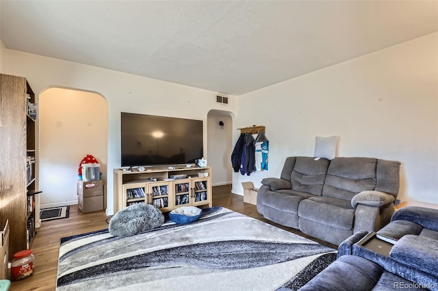 living room featuring hardwood / wood-style floors