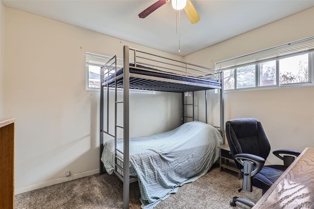 bedroom with carpet and ceiling fan