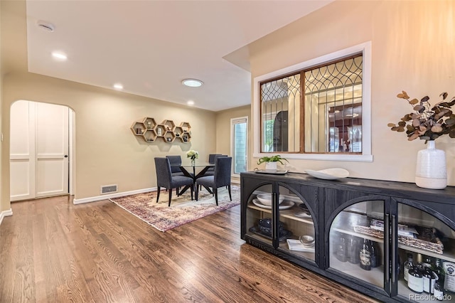 2684 S Adams St, Denver, CO 80210 - dining area with wood finished floors, baseboards, and recessed lighting