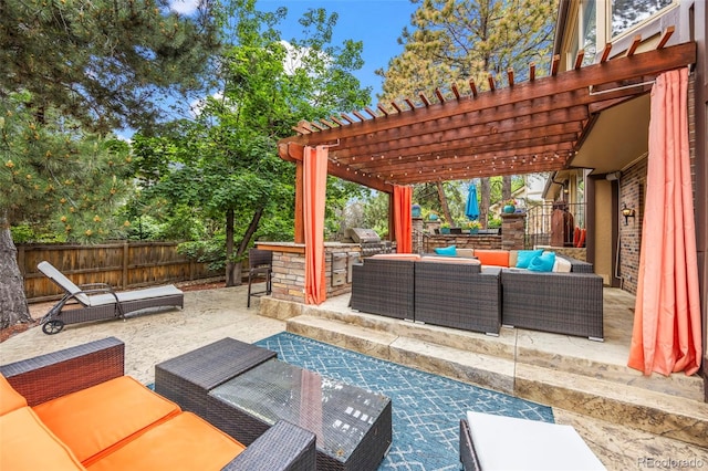 7717 S Grape Ct, Centennial, CO 80122 - view of patio with an outdoor hangout area, exterior kitchen, and a pergola