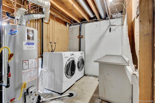 laundry room featuring washer and dryer and gas water heater