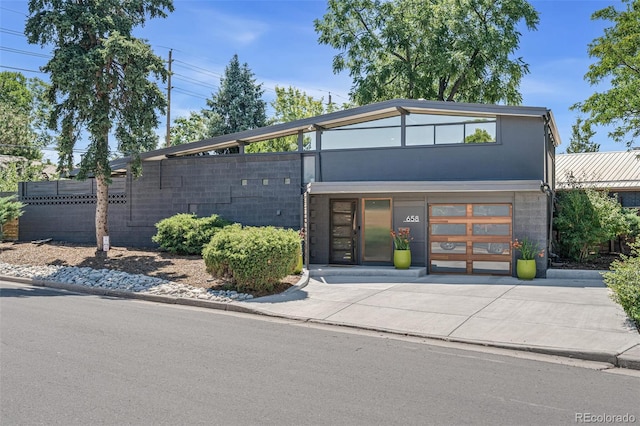 contemporary home featuring a garage