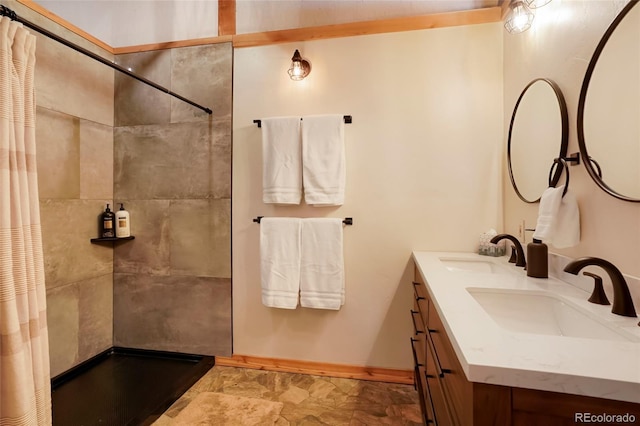3237 Mill Creek Rd, Dumont, CO 80436 - bathroom with tiled shower and double vanity
