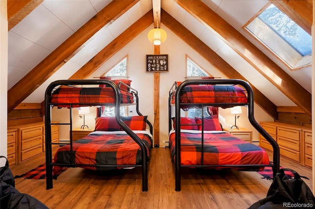 3237 Mill Creek Rd, Dumont, CO 80436 - bedroom with a skylight, wood finished floors, and multiple windows