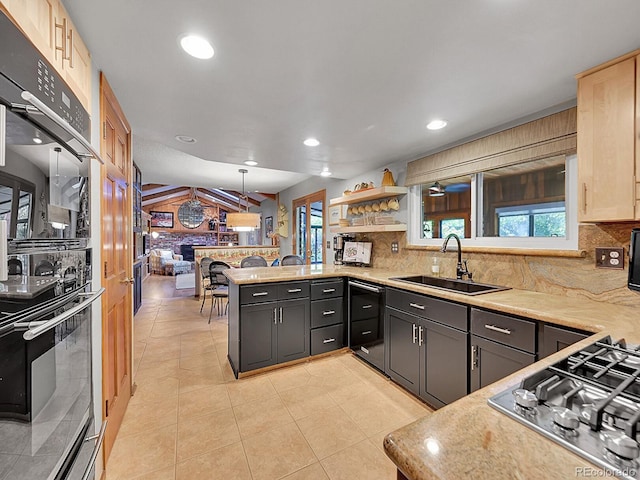 7335 S Milwaukee Way, Centennial, CO 80122 - kitchen with stainless steel gas stovetop, a peninsula, backsplash, recessed lighting, and dishwashing machine