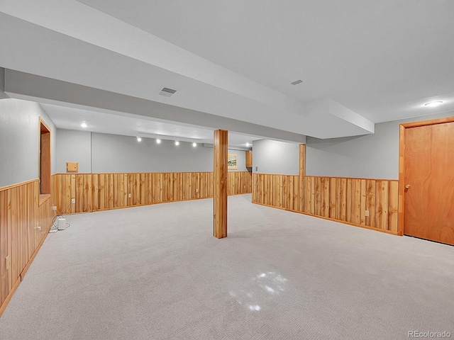 7335 S Milwaukee Way, Centennial, CO 80122 - finished below grade area with wainscoting, wood walls, and carpet flooring