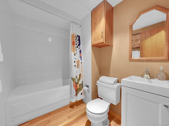 7335 S Milwaukee Way, Centennial, CO 80122 - bathroom with wood finished floors, vanity, and shower / bath combo