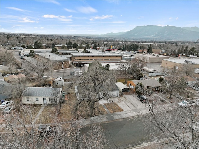 aerial view with a mountain view