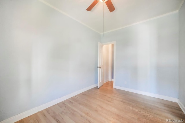 22 E Bayaud Ave, Denver, CO 80209 - empty room featuring light wood-type flooring, a ceiling fan, and ornamental molding