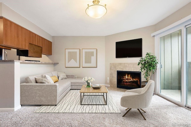 695 Manhattan Dr Unit 5, Boulder, CO 80303 - carpeted living area featuring a fireplace and healthy amount of natural light