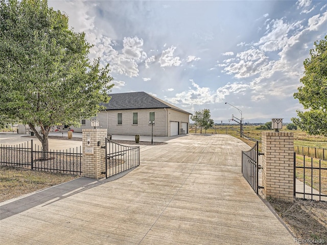 exterior space with a garage