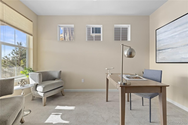 view of carpeted home office