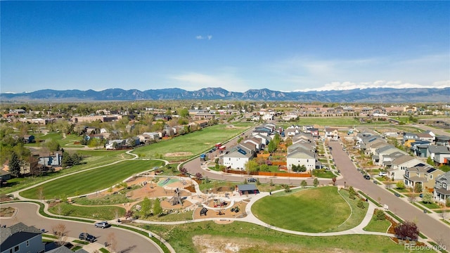 bird's eye view featuring a mountain view