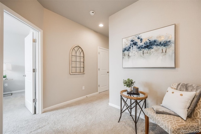 sitting room with light carpet