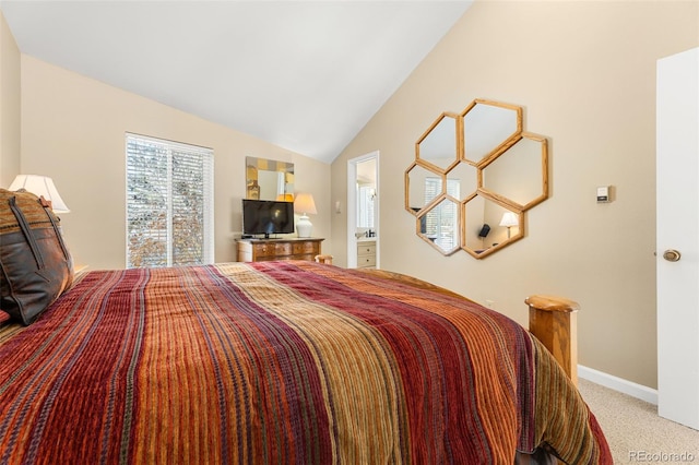 142 Eagle Dr Unit A3, Avon, CO 81620 - bedroom with vaulted ceiling, baseboards, and carpet