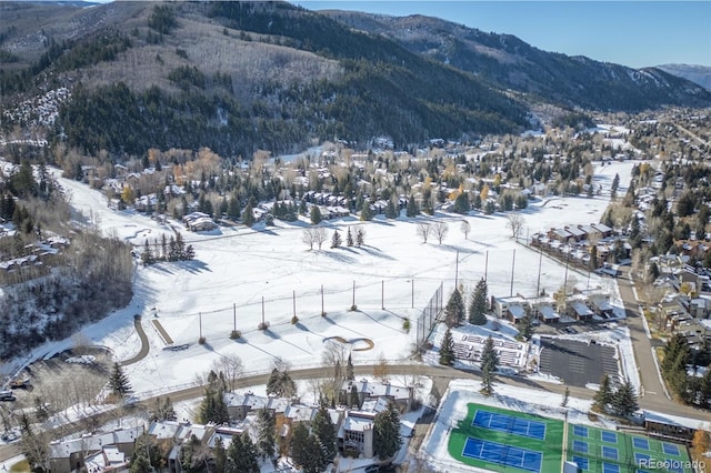 142 Eagle Dr Unit A3, Avon, CO 81620 - snowy aerial view featuring a mountain view and a residential view
