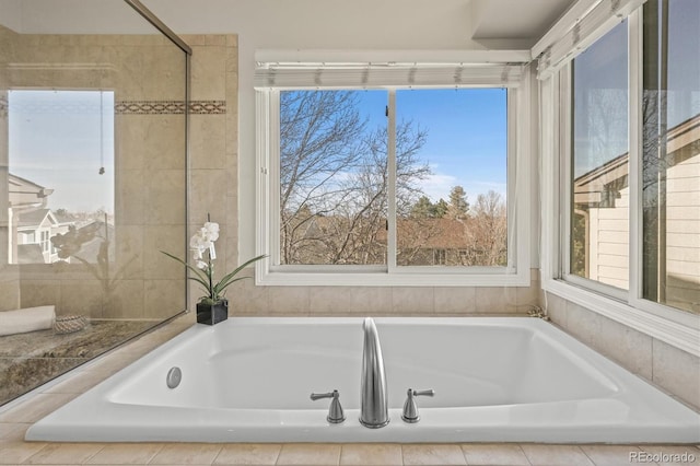 bathroom featuring a garden tub