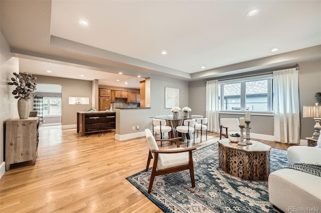 2692 N Raleigh St, Denver, CO 80212 - living area with recessed lighting, light wood-type flooring, and a raised ceiling