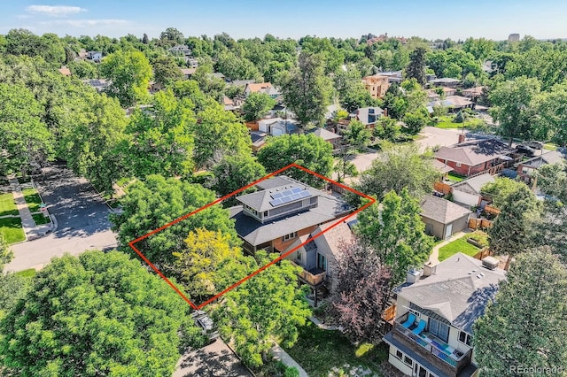 2692 N Raleigh St, Denver, CO 80212 - aerial view of residential area with property boundaries highlighted