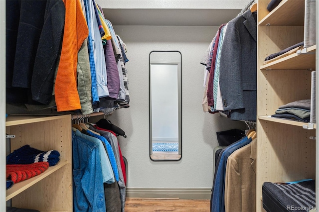 walk in closet featuring hardwood / wood-style flooring