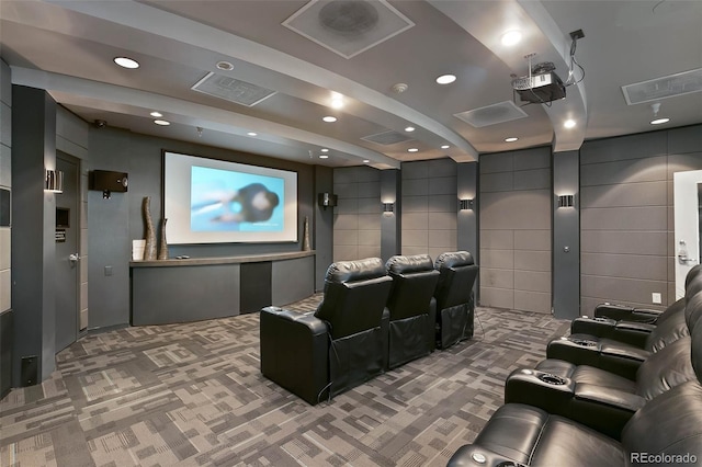 view of carpeted home theater