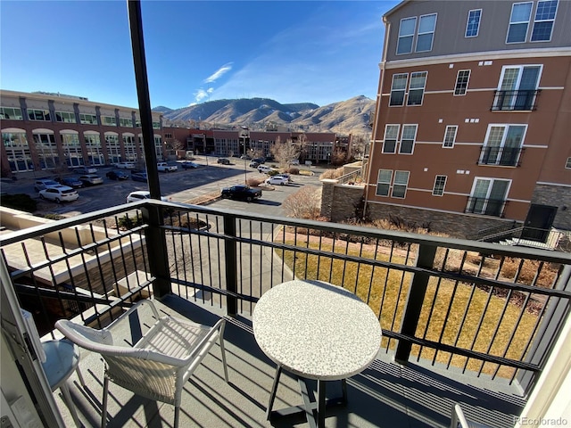 balcony with a mountain view