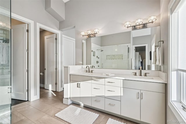 445 Forest St, Denver, CO 80220 - bathroom with a stall shower and double vanity