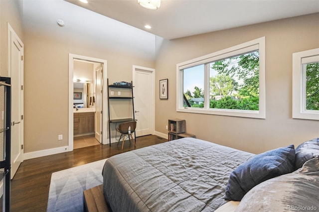 445 Forest St, Denver, CO 80220 - bedroom featuring wood finished floors, recessed lighting, and ensuite bath