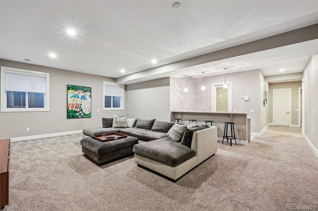 445 Forest St, Denver, CO 80220 - living room featuring light colored carpet and recessed lighting
