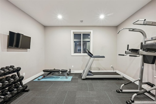 445 Forest St, Denver, CO 80220 - workout room featuring baseboards and recessed lighting
