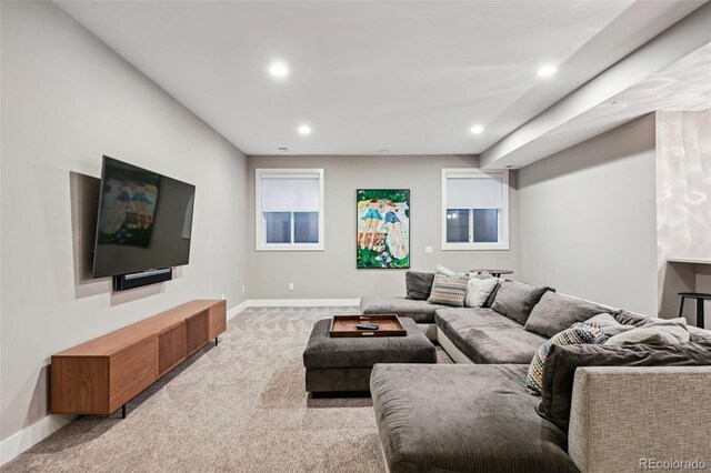445 Forest St, Denver, CO 80220 - living area with light carpet and recessed lighting