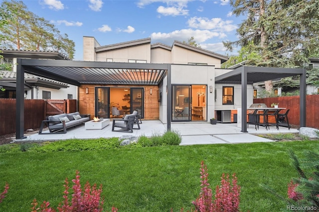 445 Forest St, Denver, CO 80220 - rear view of house with outdoor lounge area, a patio, and a fenced backyard