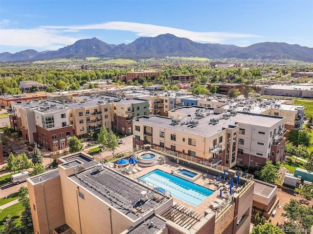 bird's eye view featuring a mountain view