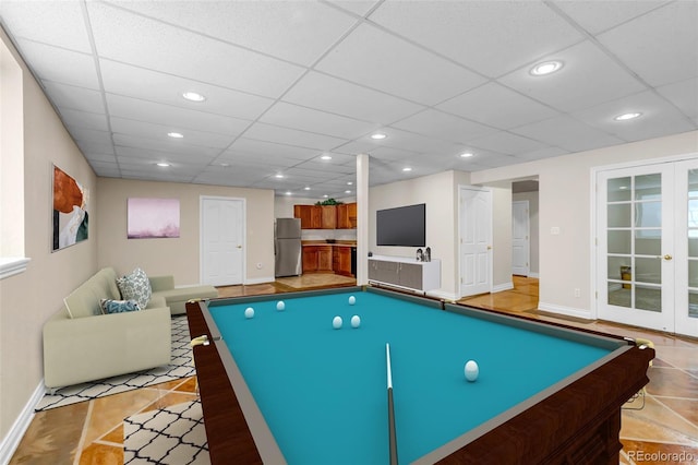 6633 E 166th Pl, Brighton, CO 80602 - game room featuring baseboards, pool table, a drop ceiling, and recessed lighting