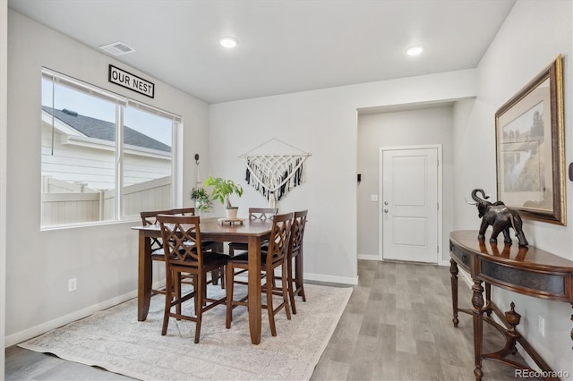 362 Bozeman Trl, Ault, CO 80610 - dining area with light wood-style flooring, baseboards, and recessed lighting