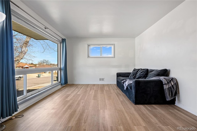 living area featuring light wood-type flooring