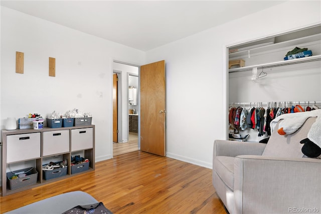 interior space featuring light hardwood / wood-style floors and a closet