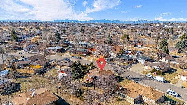 bird's eye view with a mountain view