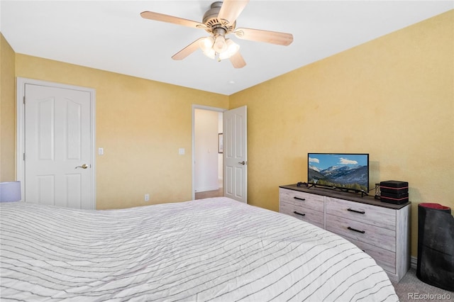 bedroom featuring ceiling fan