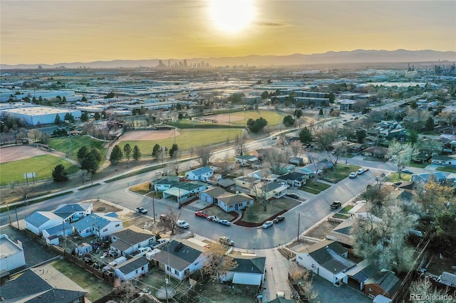 view of aerial view at dusk